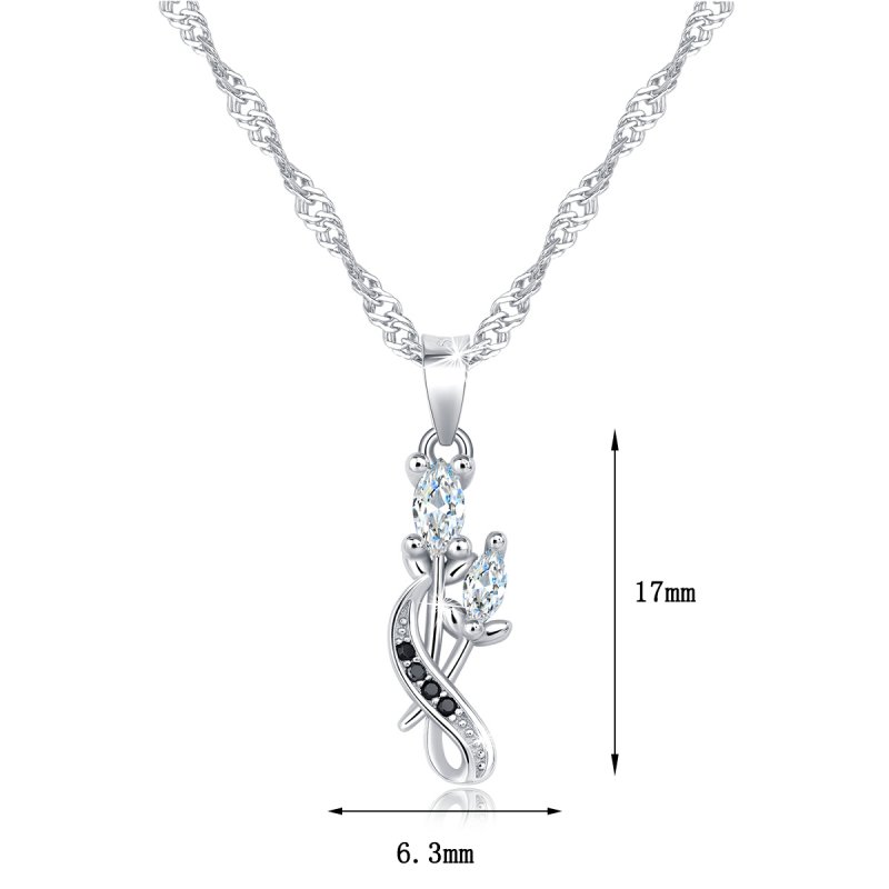 Naszyjnik srebrny łańcuszek z zawieszką rodowany