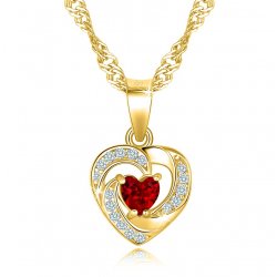 Srebrny naszyjnik damski łańcuszek z zawieszką serce srebro pozłacane