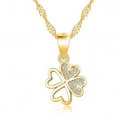 Srebrny naszyjnik łańcuszek damski koniczynka naszyjnik srebro pozłacane próba 925