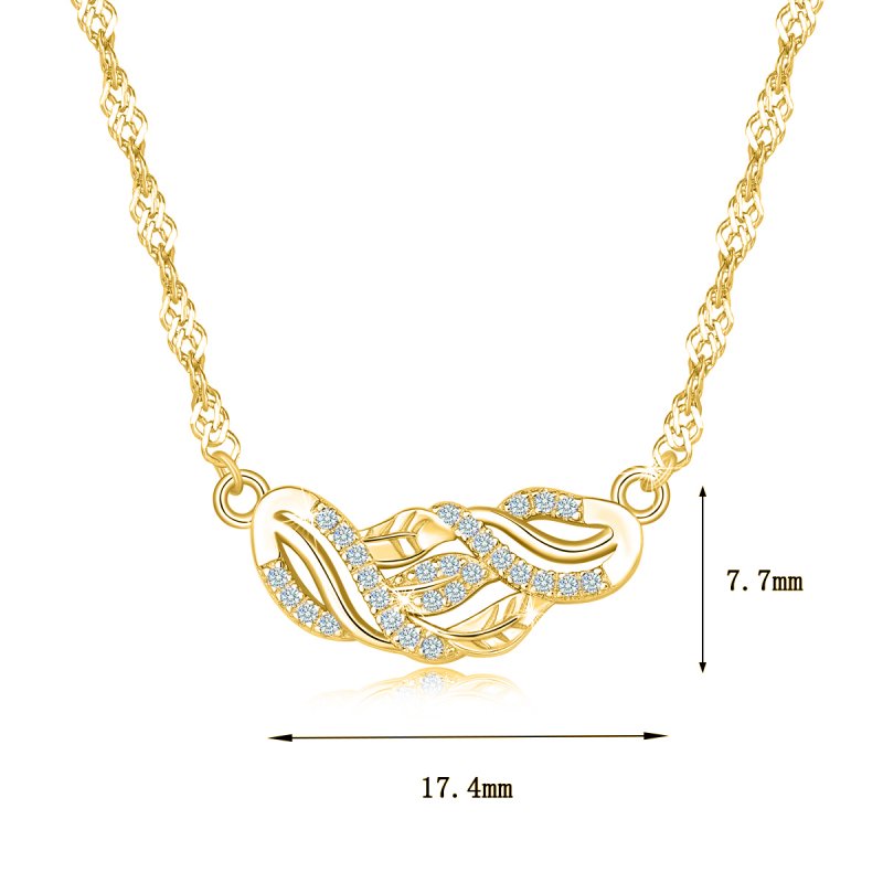 Srebrny naszyjnik celebrytka listek łańcuszek z zawieszką damski srebro pozłacane 925