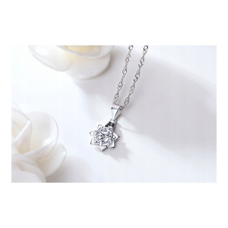 Naszyjnik srebrny 925 rodowany róża dla kobiety