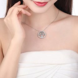 Naszyjnik srebrny łańcuszek damski drzewko srebro naszyjnik przyjaźni