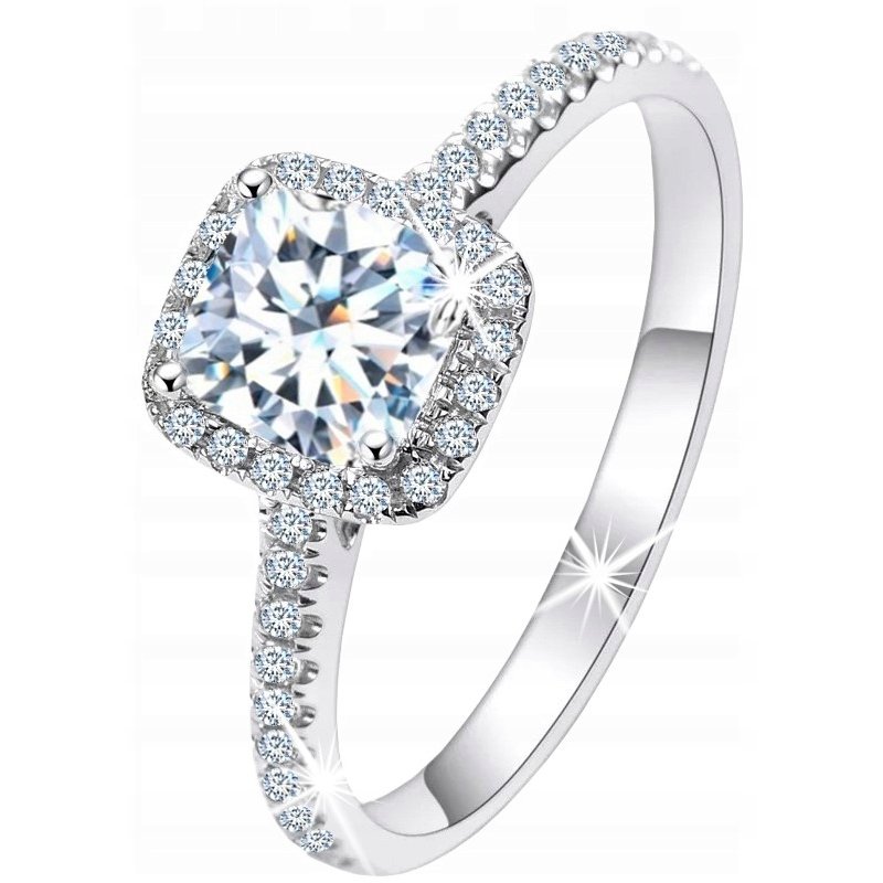 Srebrny pierścionek rodowany zaręczynowy srebro 925