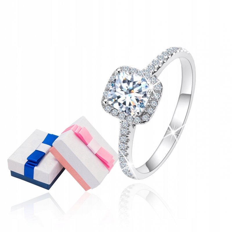 Srebrny pierścionek rodowany zaręczynowy srebro 925