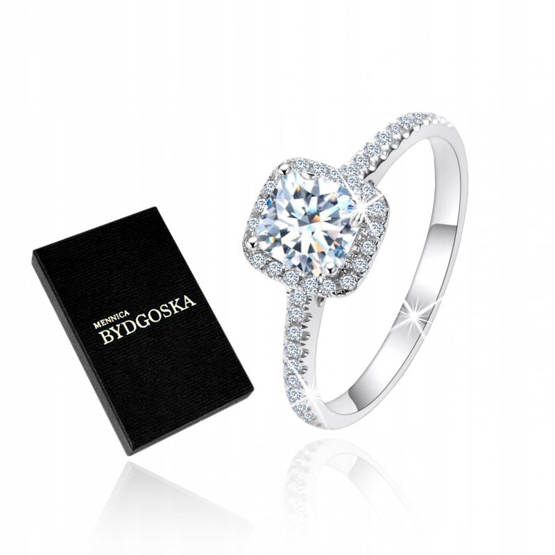 Srebrny pierścionek rodowany zaręczynowy srebro 925