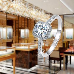 Srebrny pierścionek rodowany zaręczynowy srebro 925