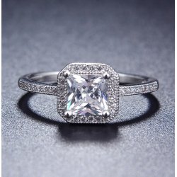 Srebrny pierścionek rodowany zaręczynowy srebro 925