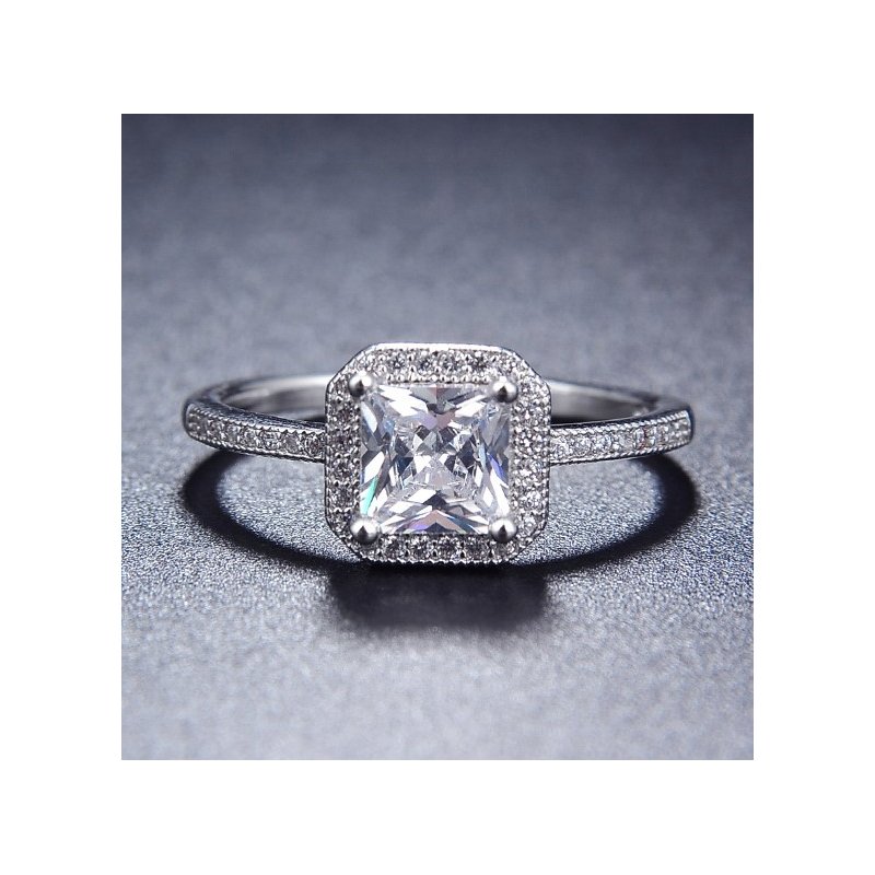 Srebrny pierścionek rodowany zaręczynowy srebro 925