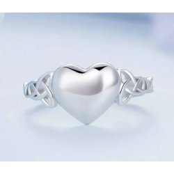 Pierścionek srebrny regulowany serce rodowany