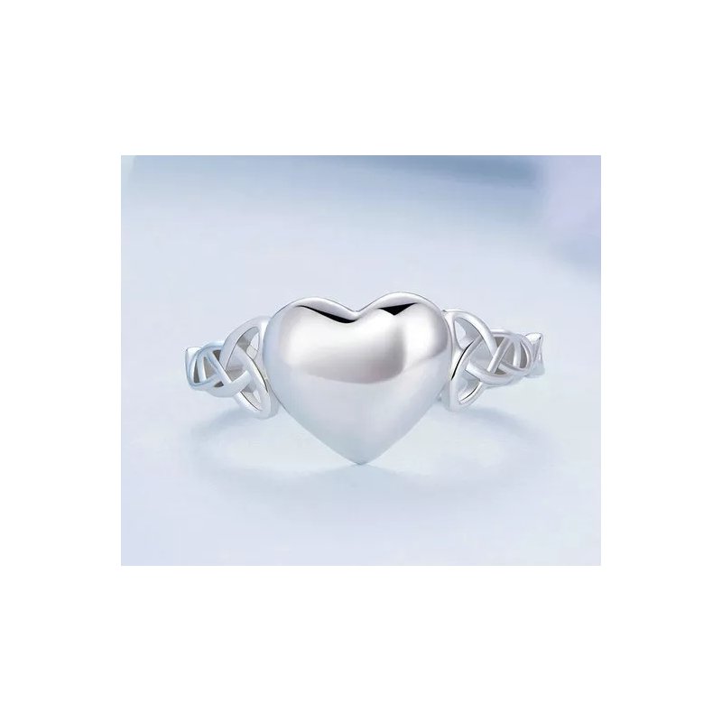 Pierścionek srebrny regulowany serce rodowany