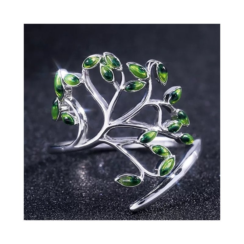 Duży pierścionek srebrny regulowany drzewko