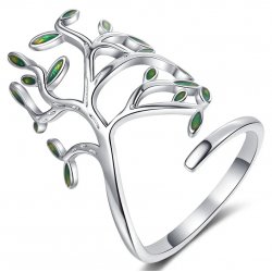 Duży pierścionek srebrny regulowany drzewko