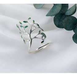 Duży pierścionek srebrny regulowany drzewko