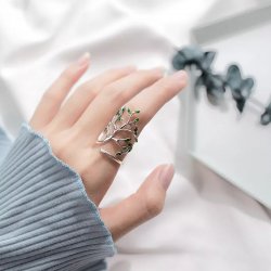 Duży pierścionek srebrny regulowany drzewko