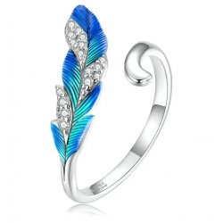 Pierścionek srebrny piórko regulowany pierścionek srebro próba 925 damski