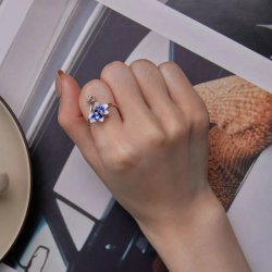 Pierścionek srebrny kwiat kwiatek regulowny srebro próba 925 oryginalny