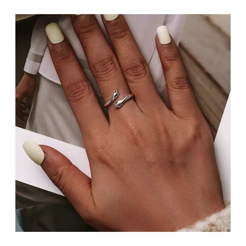 Pierścionek srebrny 925 ręce rączki regulowany otwarty srebro dłonie