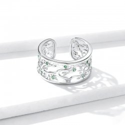 Pierścionek srebrny 925 gałązki listki regulowany - stylowy dodatek