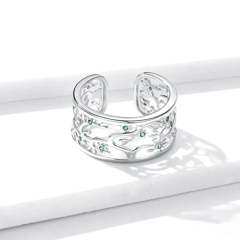 Pierścionek srebrny 925 gałązki listki regulowany - stylowy dodatek