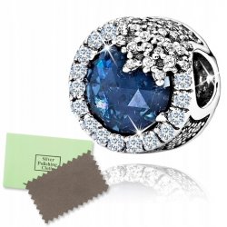 Charms zawieszka koralik niebieski charmsy beads na świeta śnieżynka srebro