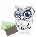 Srebrny charms zawieszka sowa beads koralik