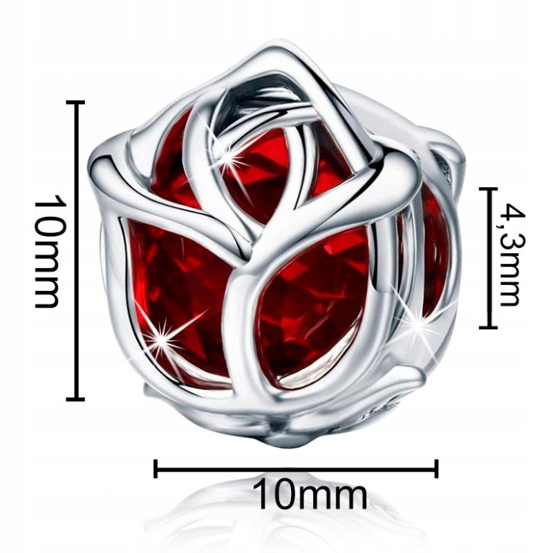 Charms srebrny róża srebro 925 koralik beads