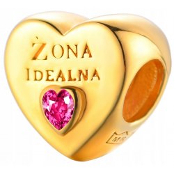 Zawieszka charms srebrny serce srebro pozłacane beads koralik