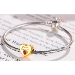 Zawieszka charms srebrny serce srebro pozłacane beads koralik