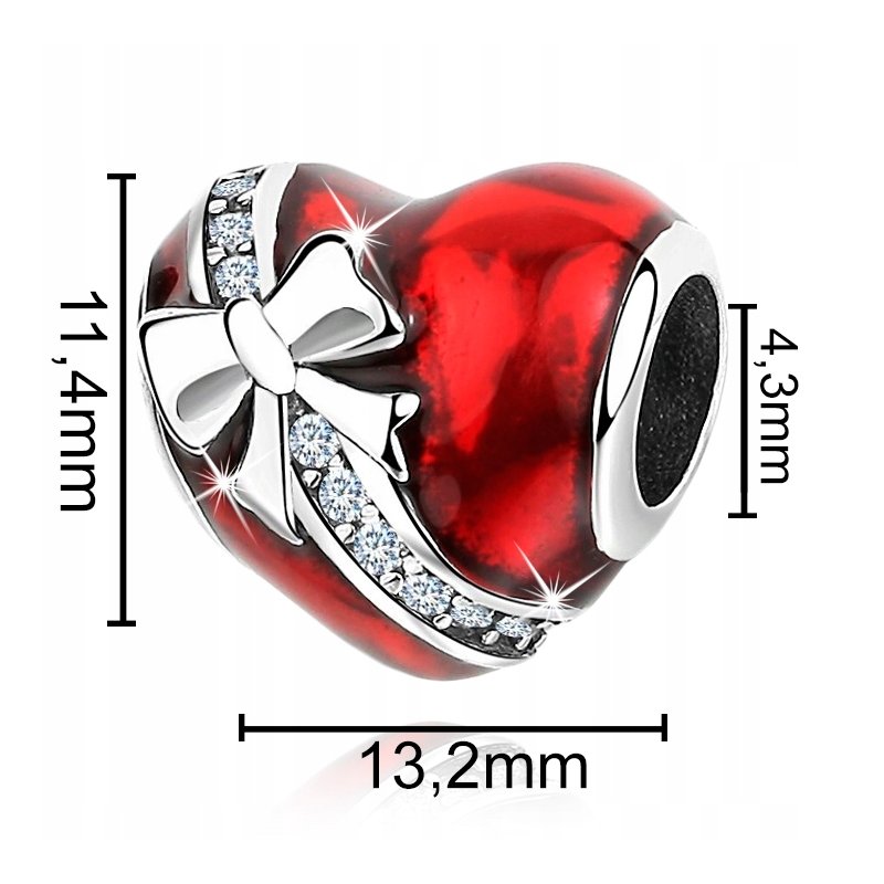 Charms srebrny serce srebro 925 koralik beads