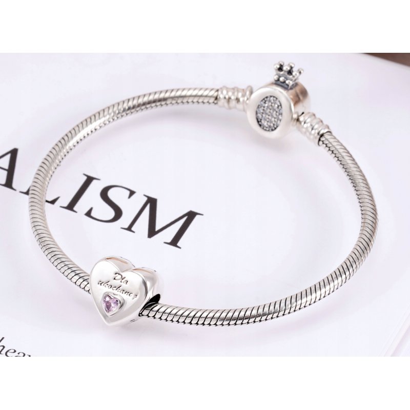 Zawieszka charms serce 925 walentynki dzień kobiet