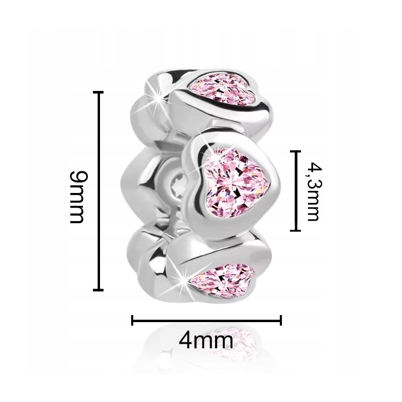 Charms zawieszka 925 serca walentynki dzień kobiet