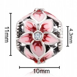 Charms zawieszka kwiat srebrny 925 koralik beads