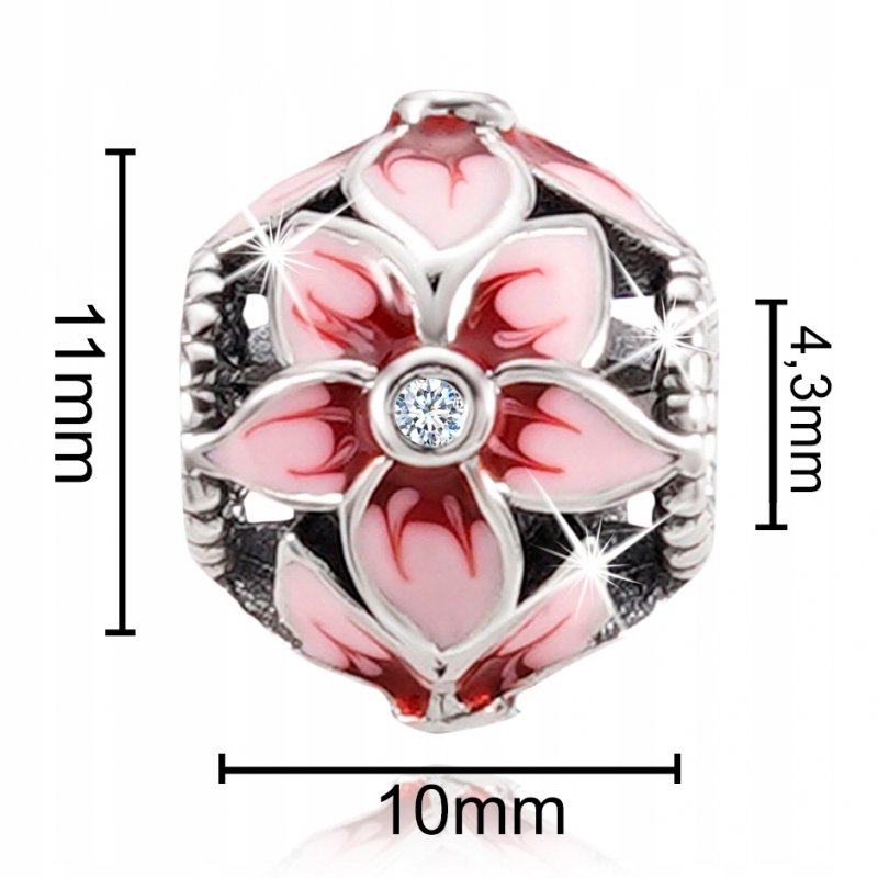 Charms zawieszka kwiat srebrny 925 koralik beads