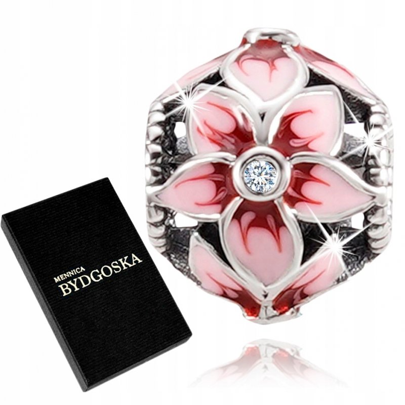Charms zawieszka kwiat srebrny 925 koralik beads