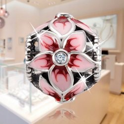 Charms zawieszka kwiat srebrny 925 koralik beads