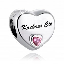 Charms zawieszka serce srebrny kocham cię beads