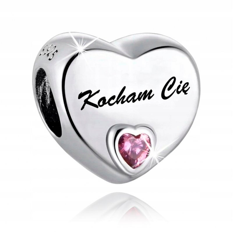 Charms zawieszka serce srebrny kocham cię beads