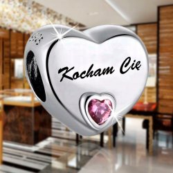 Charms zawieszka serce srebrny kocham cię beads
