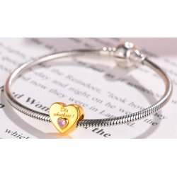 Zawieszka charms srebrny serce dla niej srebro pozłacane beads