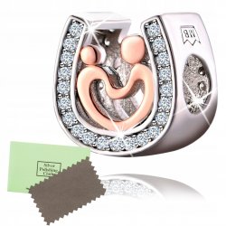 Zawieszka charms srebro podkowa rodzina koralik