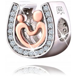 Zawieszka charms srebro podkowa rodzina koralik