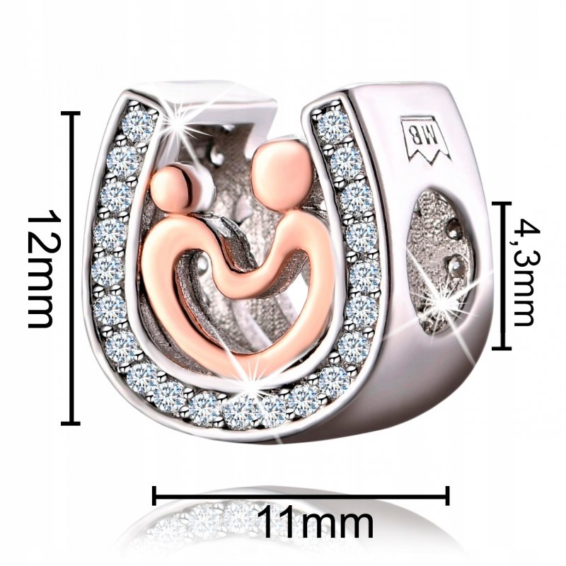 Zawieszka charms srebro podkowa rodzina koralik