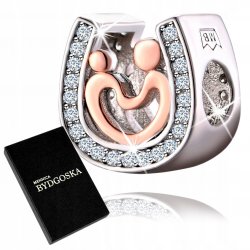 Zawieszka charms srebro podkowa rodzina koralik