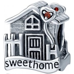 Zawieszka charms srebrny dom rodzina serce beads