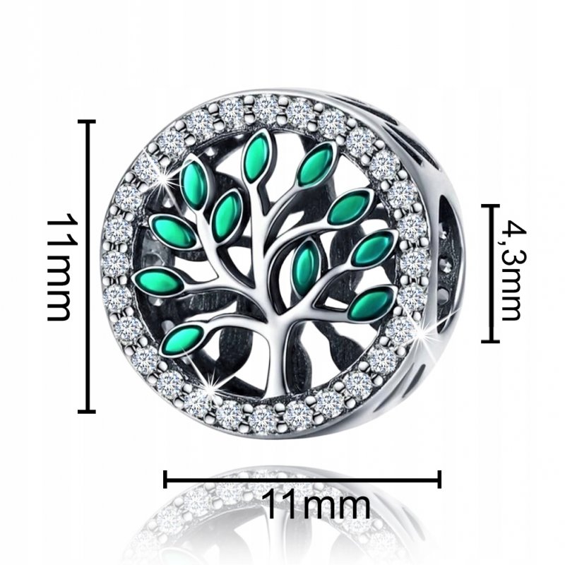 Zawieszka charms srebrny drzewko dla dziewczyny
