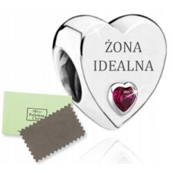 Zawieszka charms srebrny serce żona koralik beads