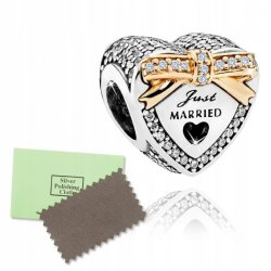 Charms zawieszka srebrna serce koralik beads