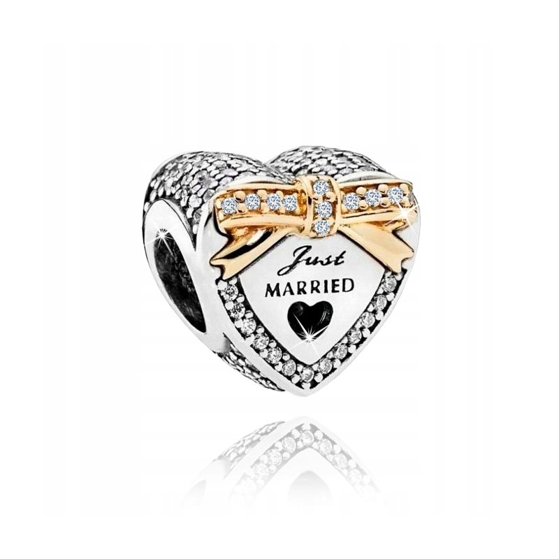 Charms zawieszka srebrna serce koralik beads