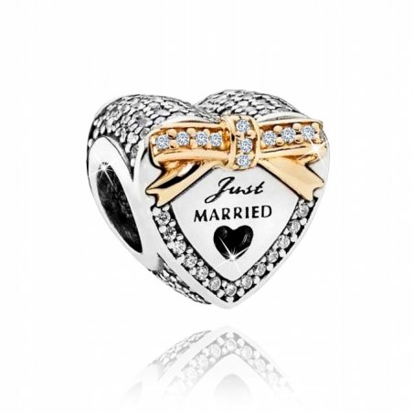 Charms zawieszka srebrna serce just married koralik beads srebro 925
