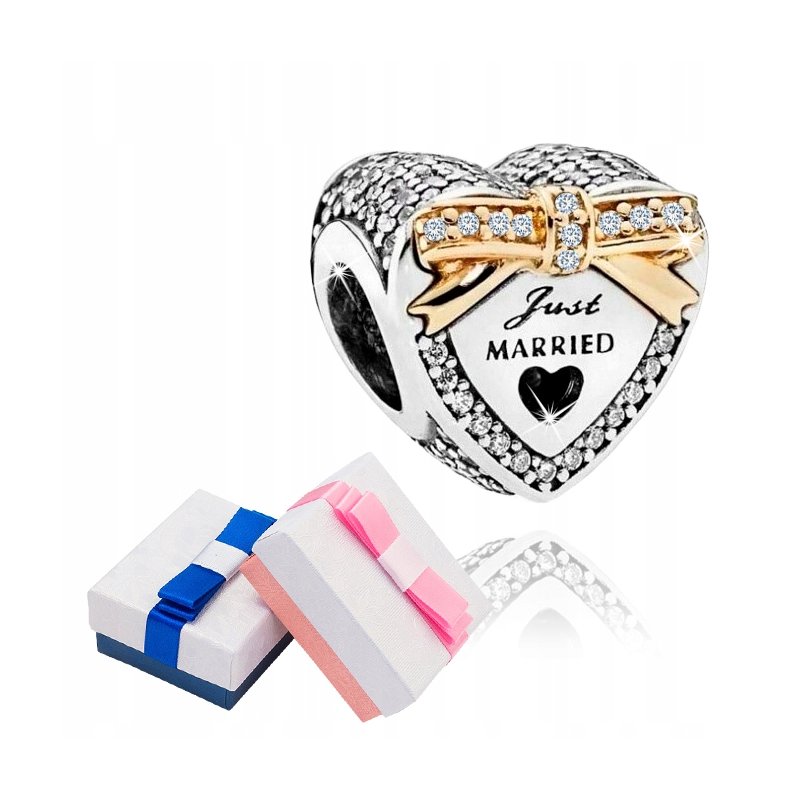 Charms zawieszka srebrna serce koralik beads